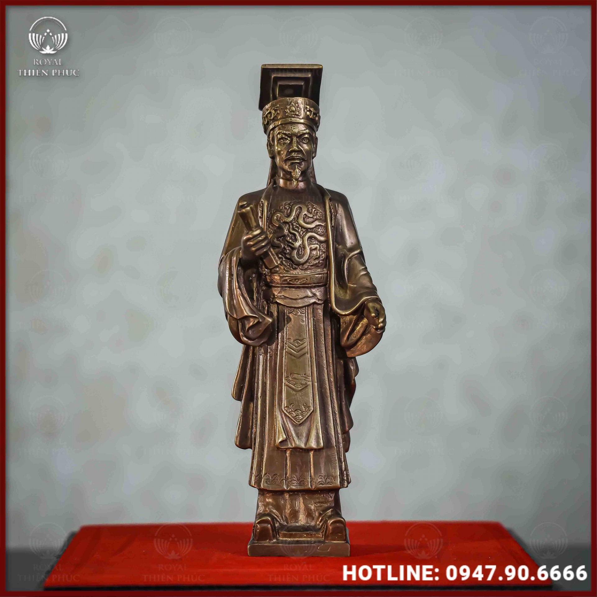 Tượng Lý Thái Tổ đồng vàng làm màu cao 23cm ngang 7cm